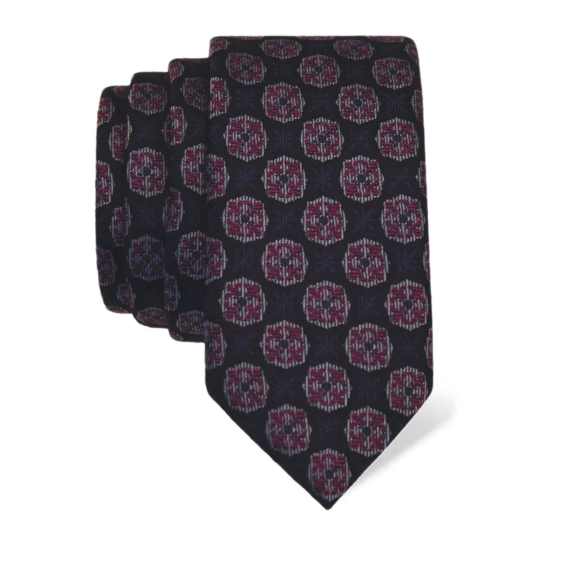 Cravat CROATA Thematic  Folk embroidery Dark blue  Silk 100%  