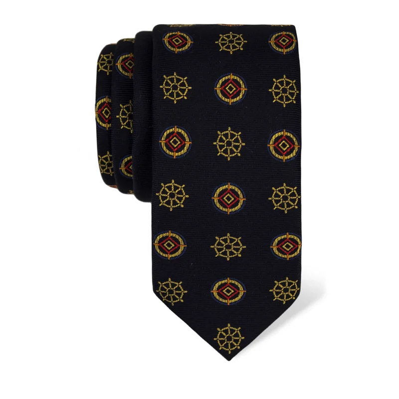 Cravat CROATA Thematic  Maritime motifs Dark blue  Silk 100%  