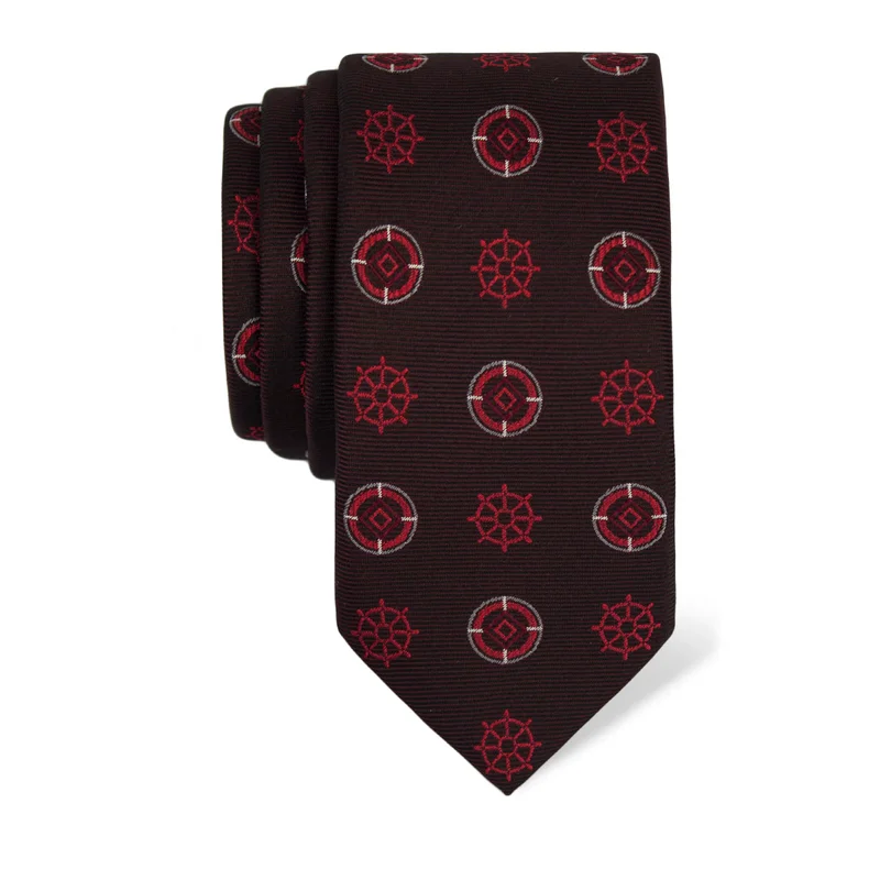 Cravat CROATA Thematic  Maritime motifs Wine red  Silk 100%  