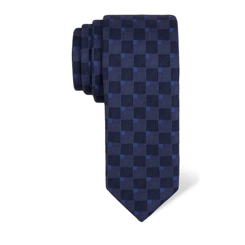 Cravat CROATA Thematic  Squares Blue  Silk 100%  