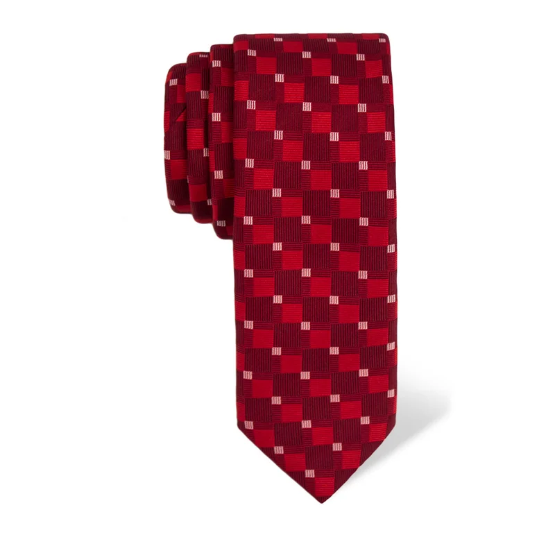 Cravat CROATA Thematic  Squares Red  Silk 100%  