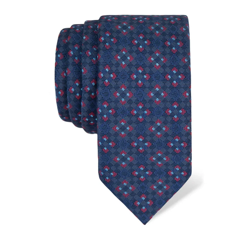 Cravat CROATA Thematic  Squares Blue  Silk 100%  
