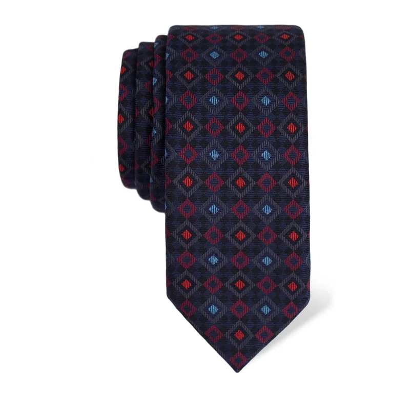 Cravat CROATA Thematic  Squares Dark blue  Silk 100%  