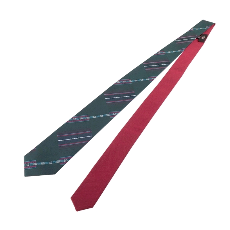 Cravat CROATA Thematic Double face Braiding and glagolitic alphabet Green  Silk 100%  