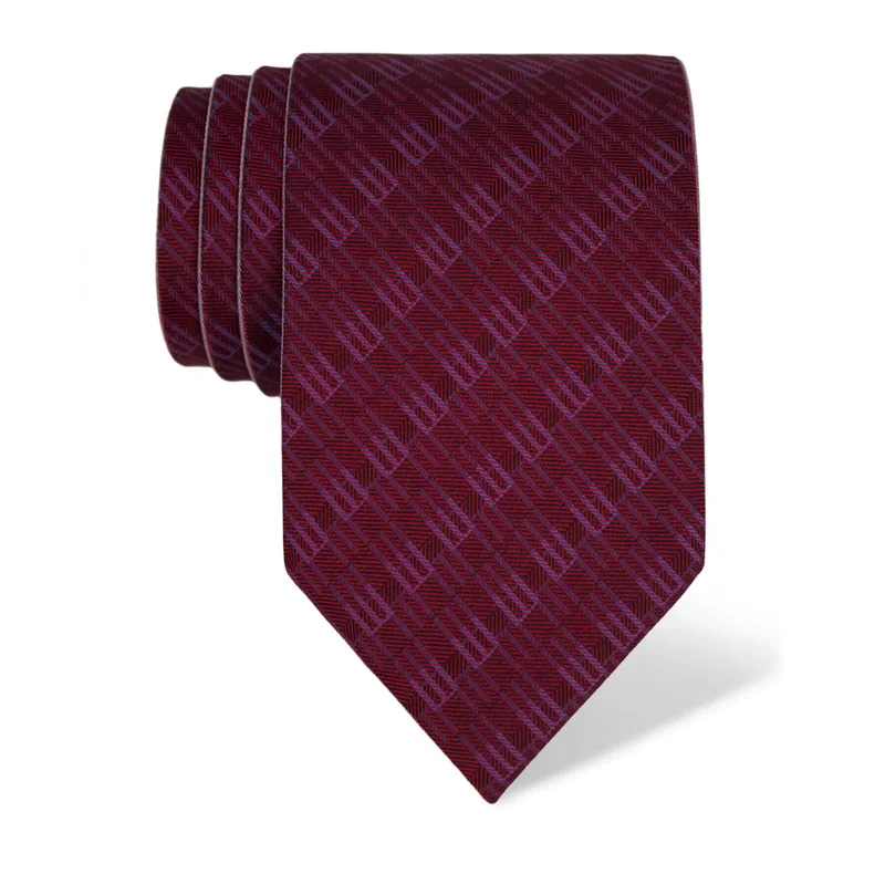 Cravat CROATA Thematic Double face Glagolitic alphabet Wine red  Silk 100%  