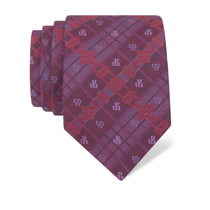 Cravat CROATA Thematic  Braiding and glagolitic alphabet Wine red  Silk 100%  