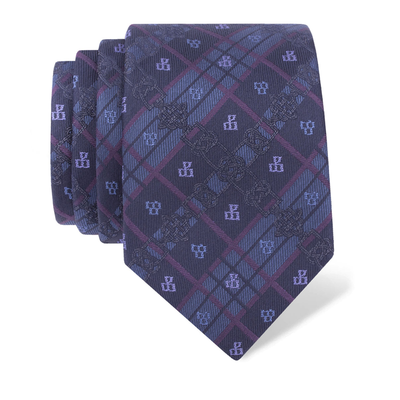 Cravat CROATA Thematic  Braiding and glagolitic alphabet Dark blue  Silk 100%  