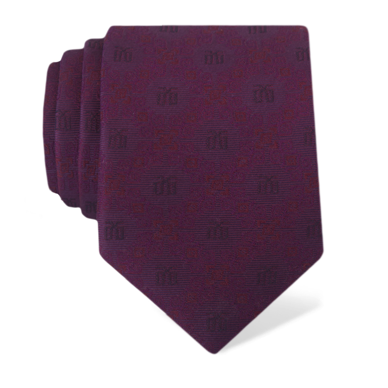 Cravat CROATA Thematic  Glagolitic alphabet Wine red  Silk 100%  