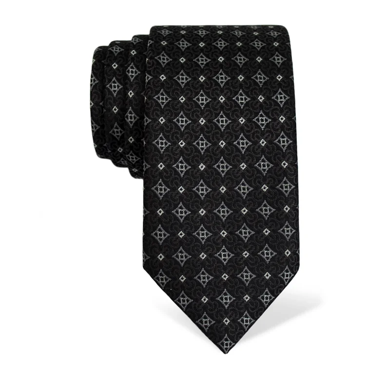 Cravat CROATA Thematic  Glagolitic alphabet Black  Silk 100%  
