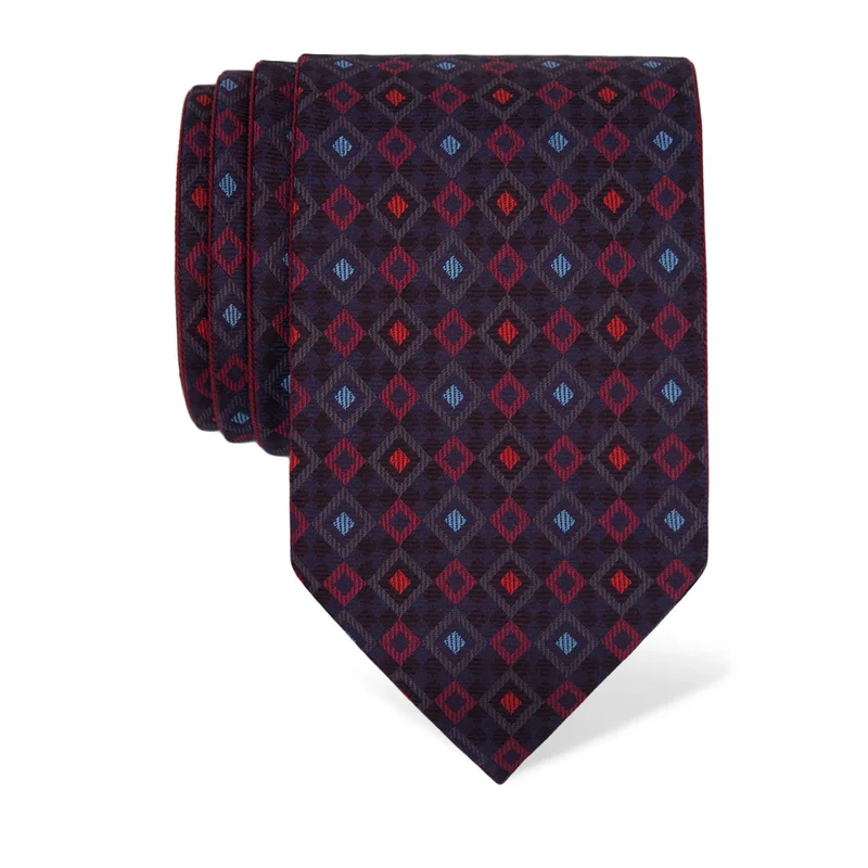 Cravat CROATA Thematic Double face Squares Blue  Silk 100%  