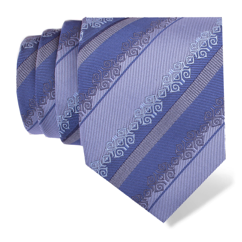 Cravat CROATA Brijuni Thematic  Folk embroidery Blue  Silk 100%  