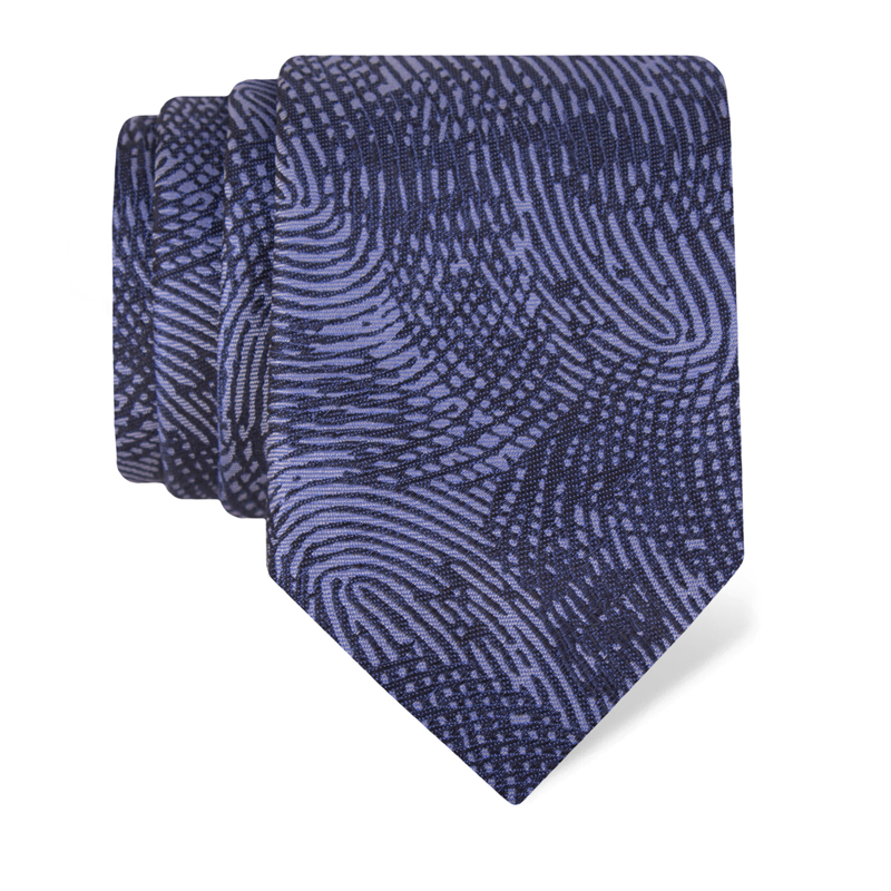 Cravat CROATA Clasicum Thematic Large Fingerprints by Ivan Vučetić Dark blue  Silk 100%  