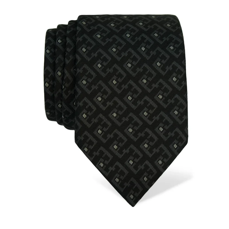 Cravat CROATA Thematic Large Glagolitic alphabet Black  Silk 100%  