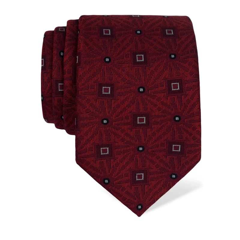 Cravat CROATA Thematic Large Glagolitic alphabet Wine red  Silk 100%  