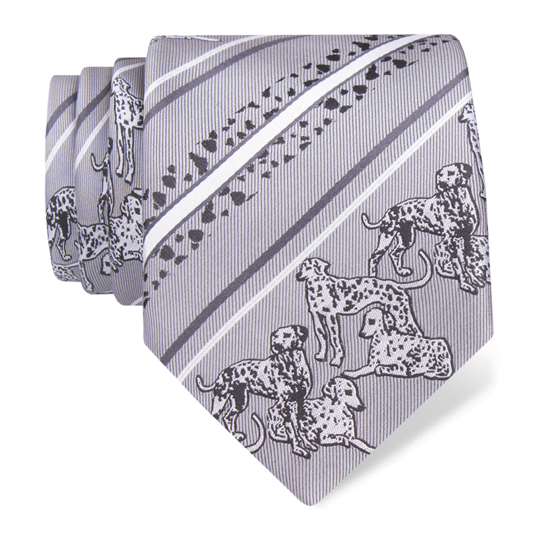 Cravat CROATA  Clasicum Thematic  Dalmatian dog Grey  Silk 100%  