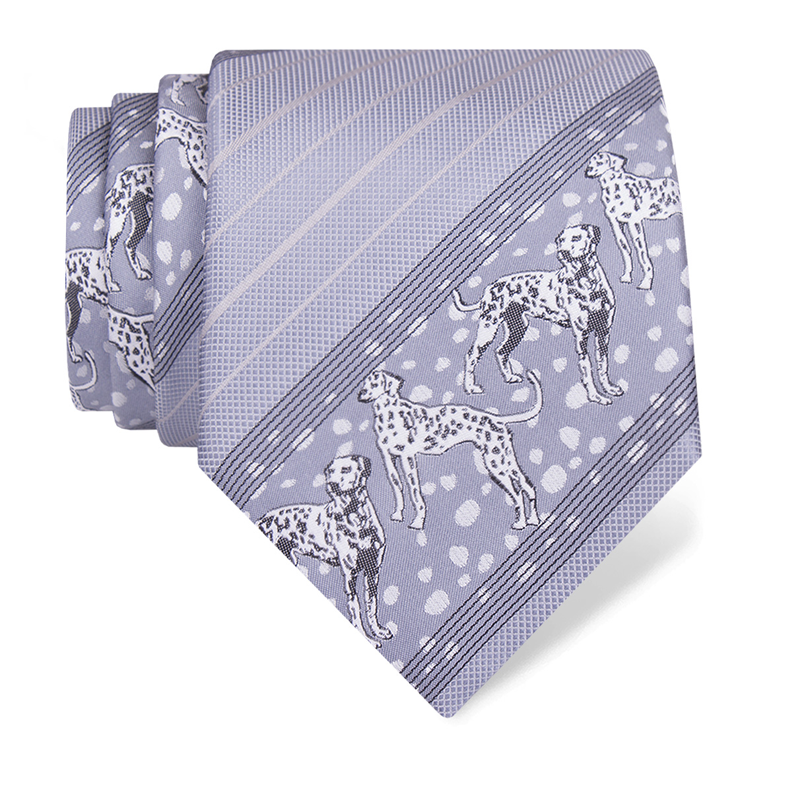Cravat CROATA CROATA Thematic  Dalmatian dog Light grey  Silk 100%  