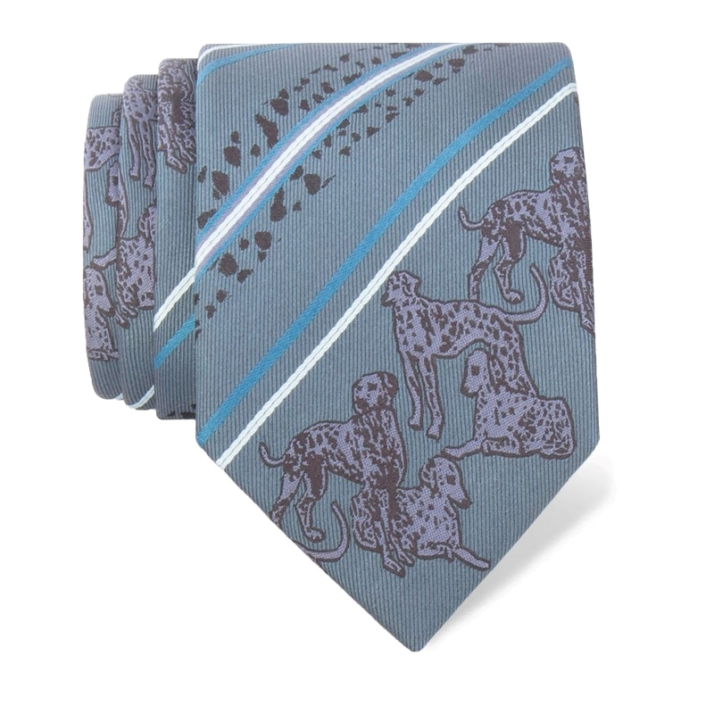 Cravat CROATA Clasicum Thematic  Dalmatian dog Petroleum  Silk 100%  