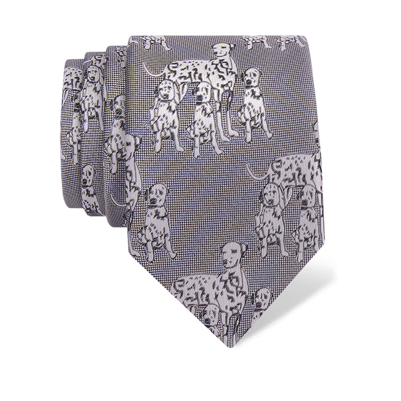 Cravat CROATA Thematic  Dalmatian dog Grey  Silk 100%  