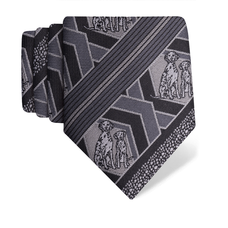Cravat CROATA Thematic  Dalmatian dog Grey  Silk 100%  
