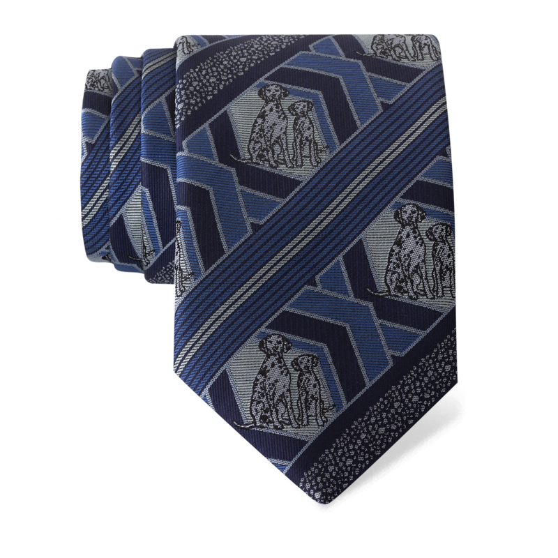 Cravat CROATA Thematic  Dalmatian dog Blue  Silk 100%  