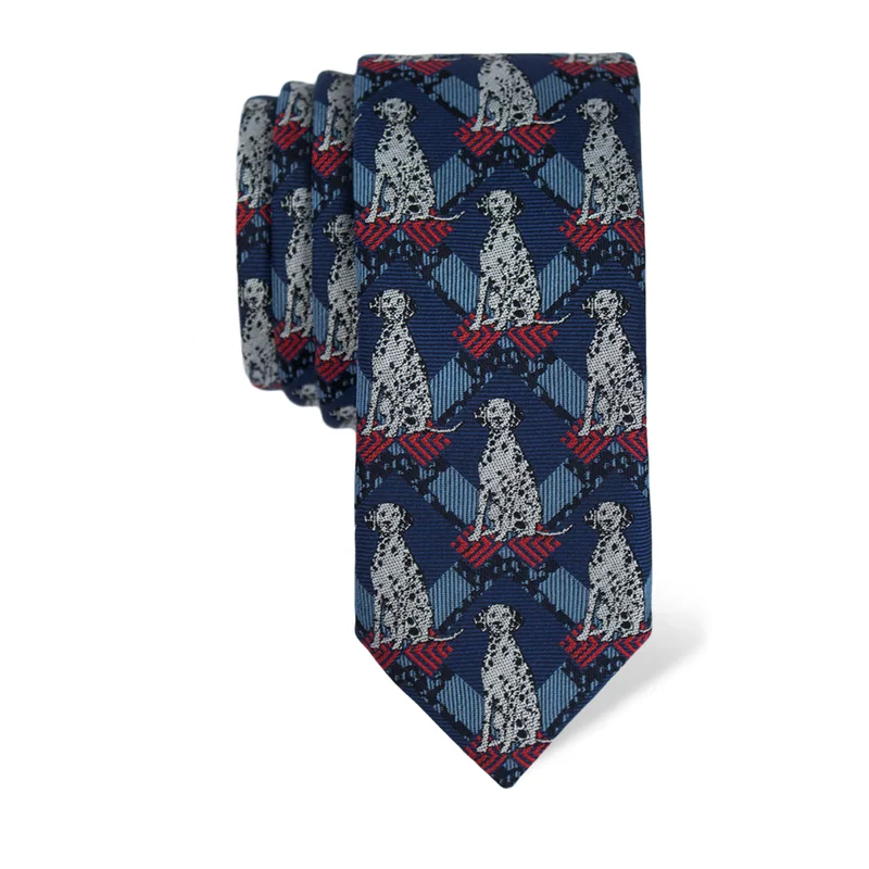 Cravat CROATA Thematic  Dalmatian dog Blue  Silk 100%  
