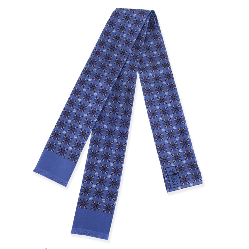 Shawl necktie CROATA Thematic Thematic Glagolitic alphabet Dark blue  Silk 100%  