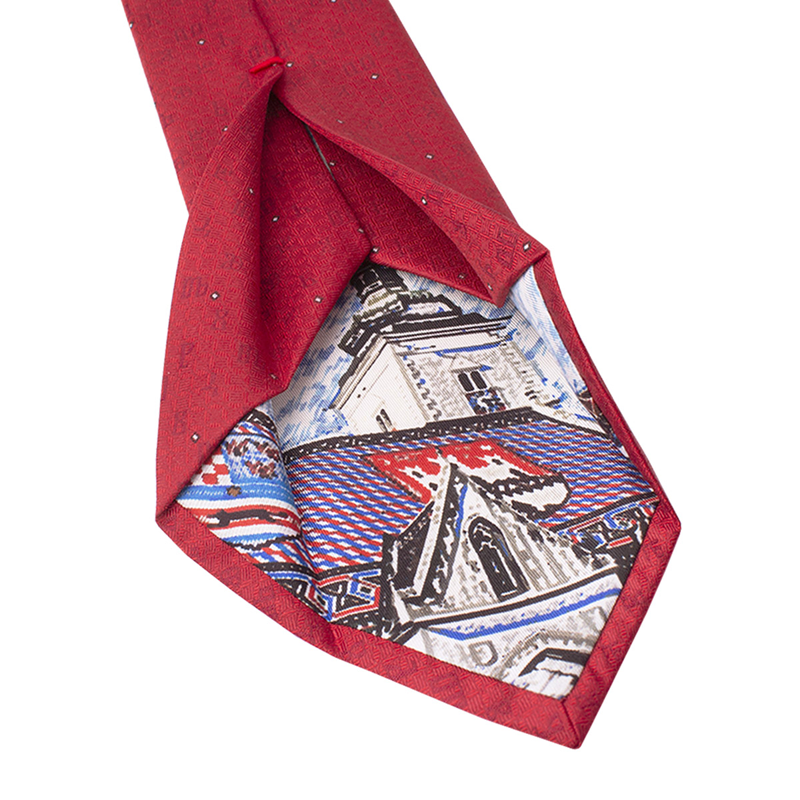 Cravat CROATA Dubrovnik Thematic  Glagolitic alphabet Red  Silk 100%  