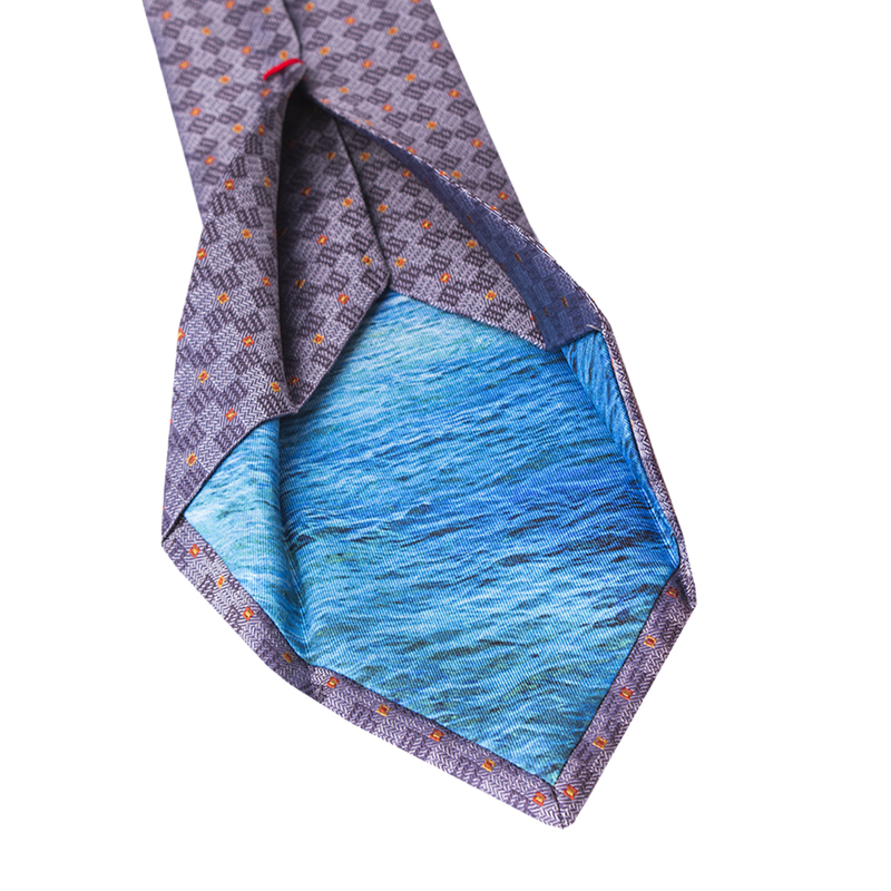 Cravat CROATA Dubrovnik Thematic  Glagolitic alphabet Grey  Silk 100%  