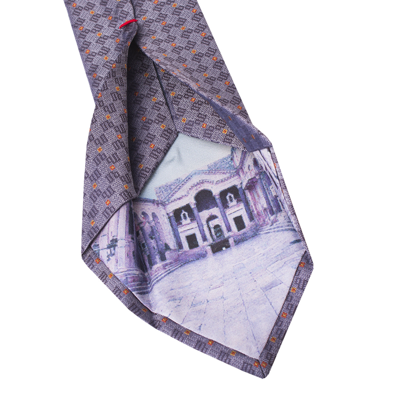 Cravat CROATA Dubrovnik Thematic  Glagolitic alphabet Grey  Silk 100%  