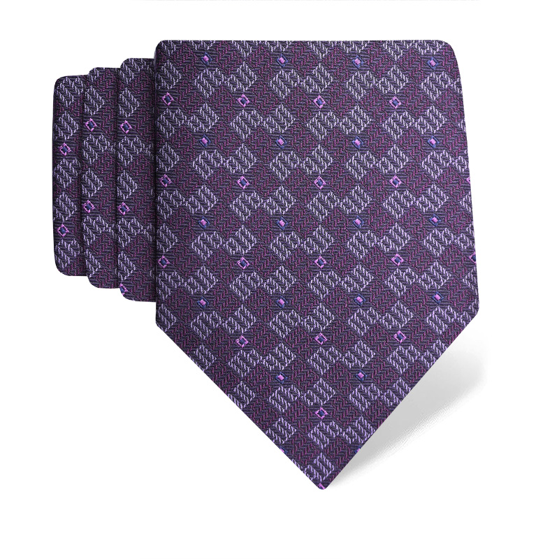 Cravat CROATA Dubrovnik Thematic  Glagolitic alphabet Purple  Silk 100%  
