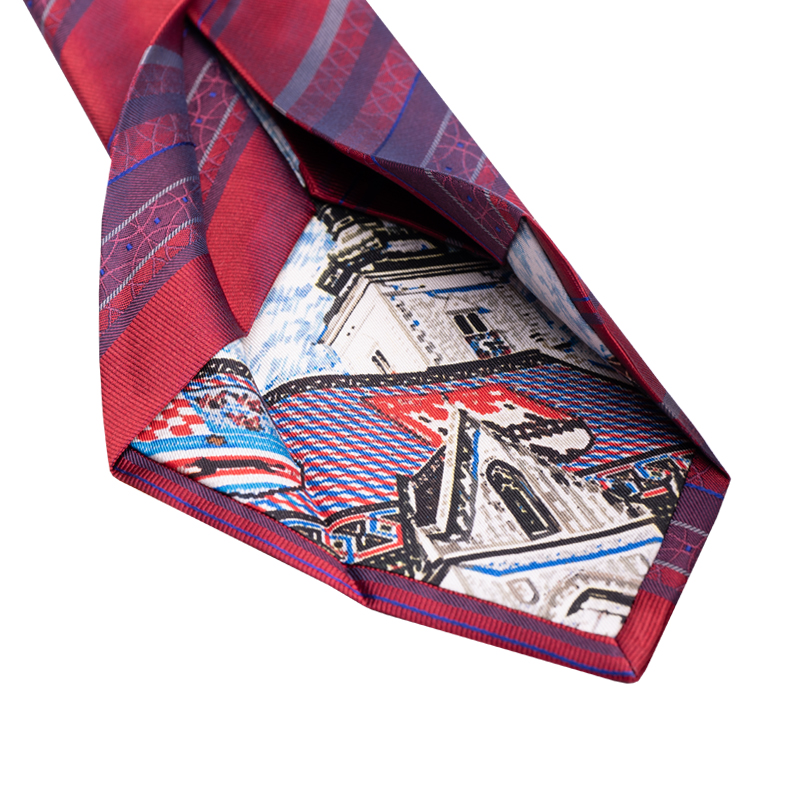 Cravat CROATA Dubrovnik Thematic  Braiding Wine red  Silk 100%  