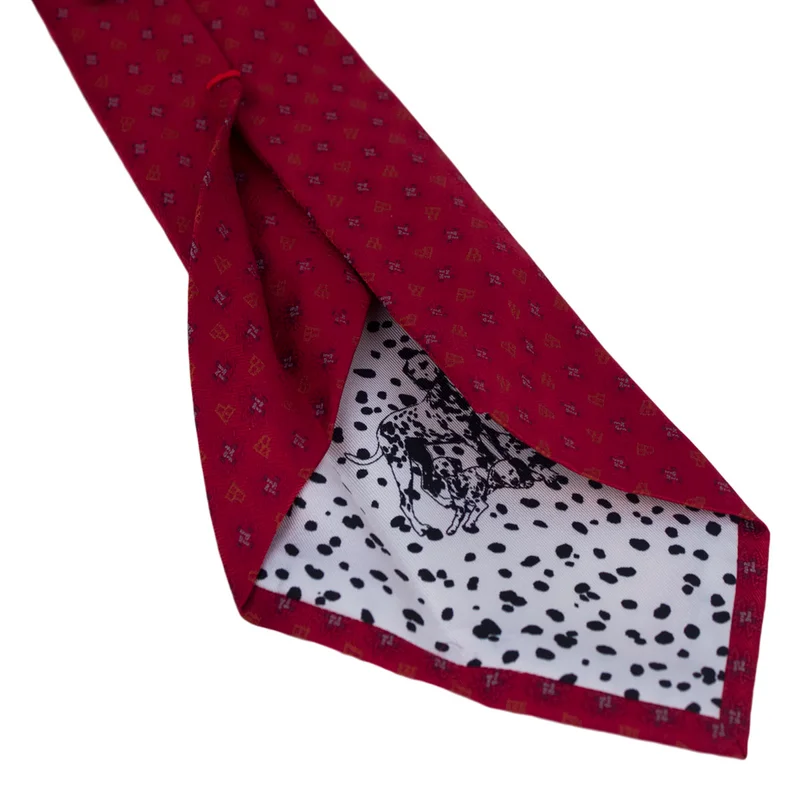 Cravat CROATA Dubrovnik Thematic Limited edition Braiding and glagolitic alphabet Red  Silk 100%  