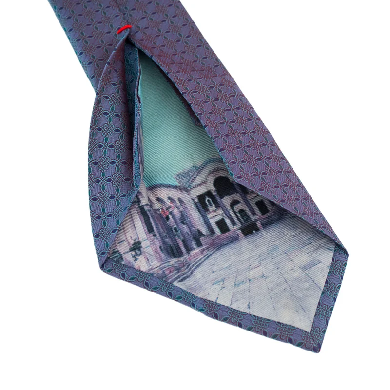 Cravat CROATA Dubrovnik Thematic Limited edition Braiding Light blue  Silk 100%  