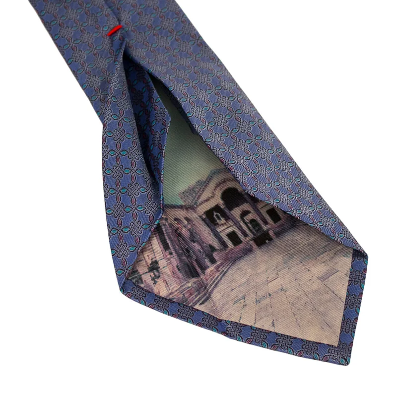 Cravat CROATA Dubrovnik Thematic Limited edition Braiding Blue  Silk 100%  