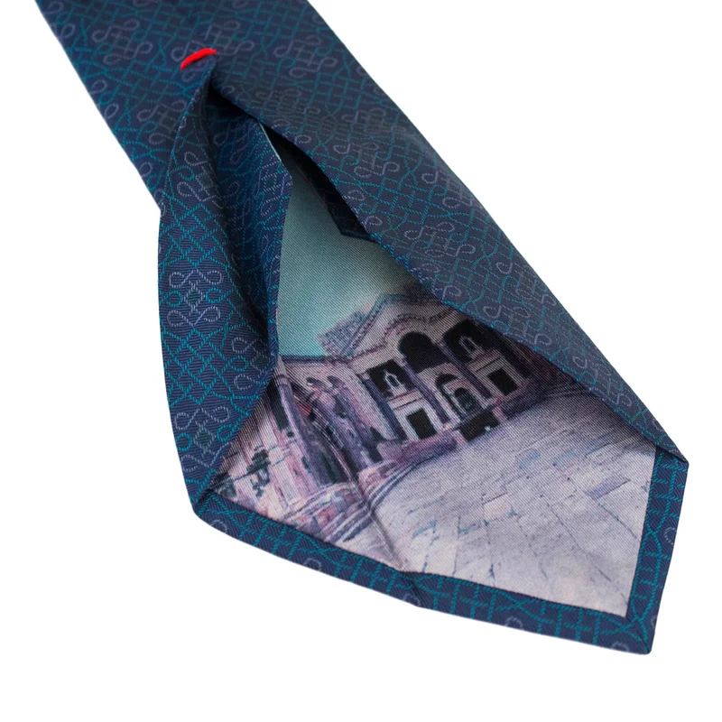 Cravat CROATA Dubrovnik Thematic Limited edition Braiding Blue  Silk 100%  