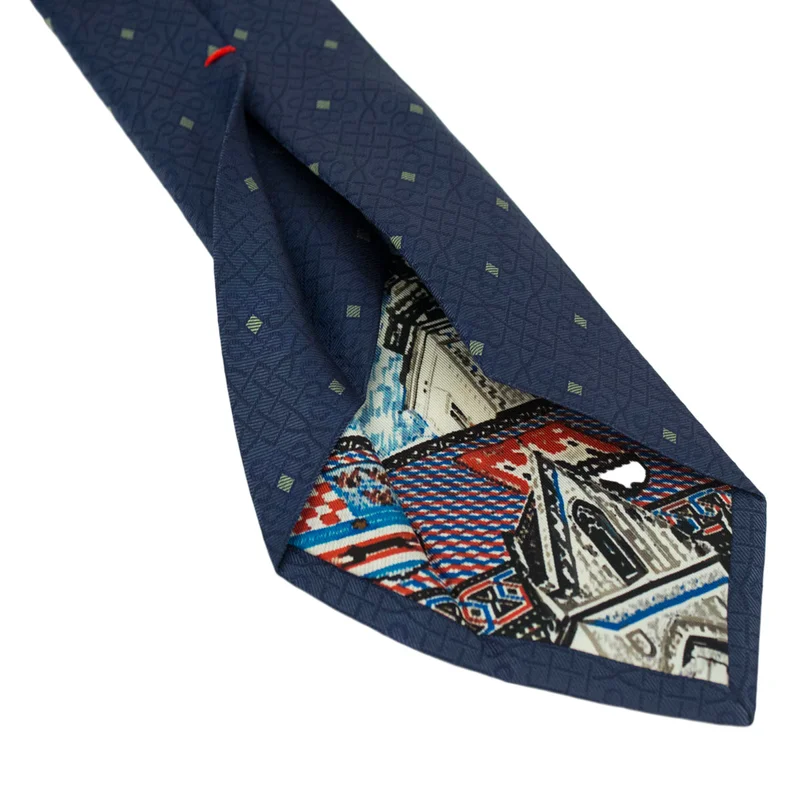 Cravat CROATA Dubrovnik Thematic Limited edition Braiding Blue  Silk 100%  
