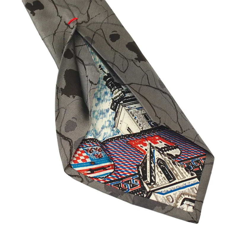 Cravat CROATA Dubrovnik Thematic  Dalmatian dog Grey  Silk 100%  