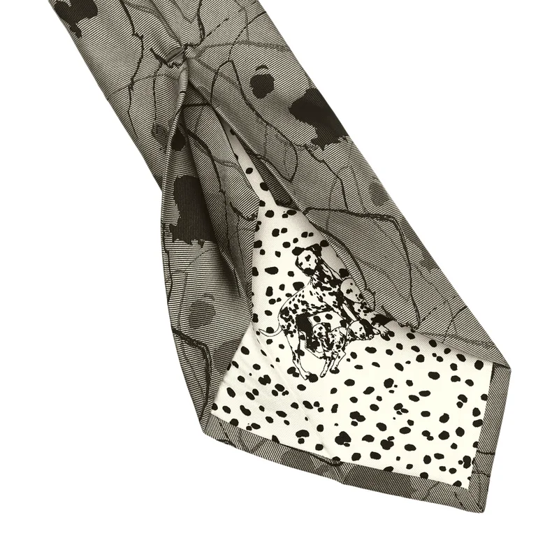Cravat CROATA Dubrovnik Thematic  Dalmatian dog Grey  Silk 100%  