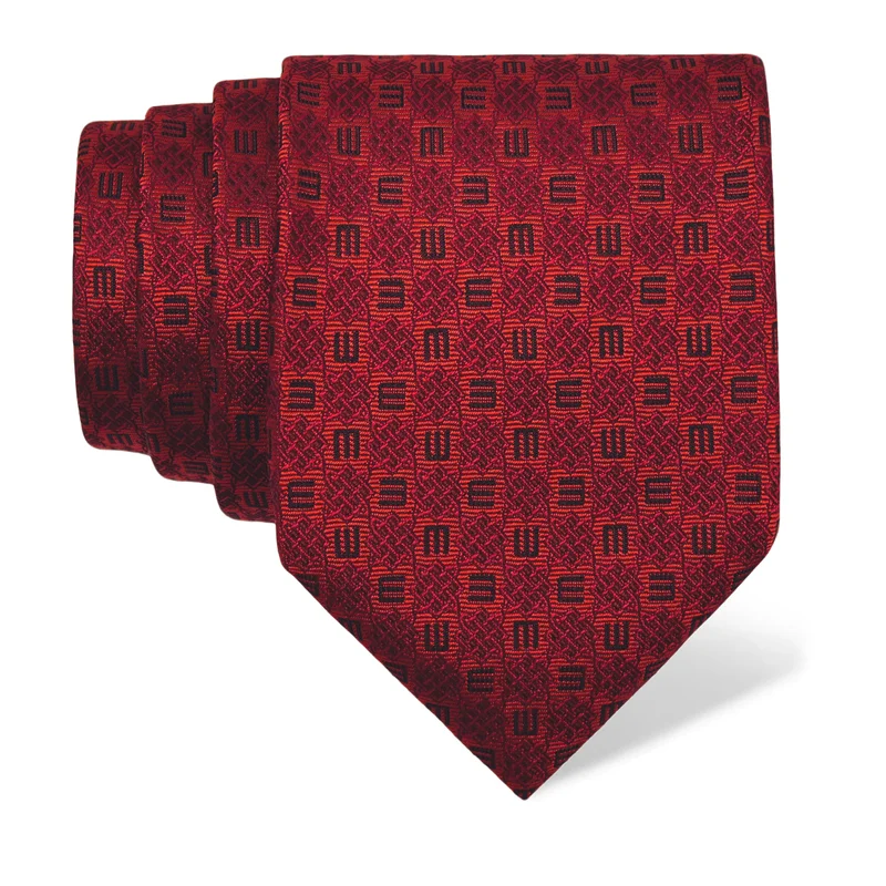 Cravat CROATA Dubrovnik Thematic  Braiding and glagolitic alphabet Red  Silk 100%  
