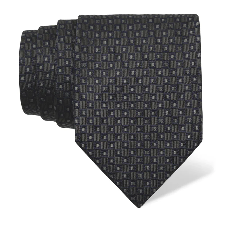 Cravat CROATA Dubrovnik Thematic  Squares Grey  Silk 100%  