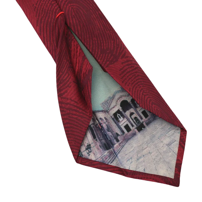 Cravat CROATA Dubrovnik Thematic  Fingerprints by Ivan Vučetić Wine red  Silk 100%  