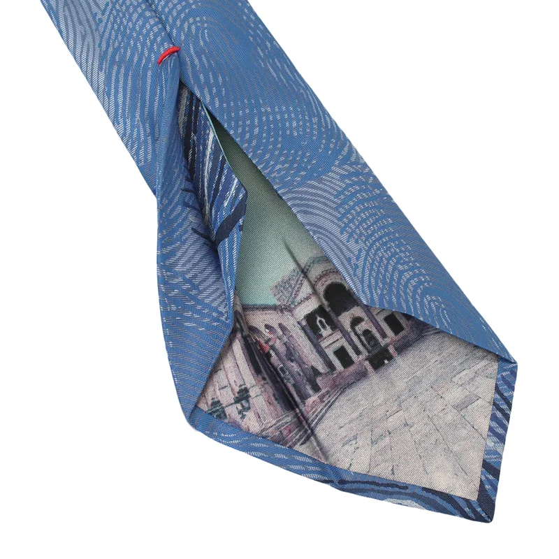 Cravat CROATA Dubrovnik Thematic  Fingerprints by Ivan Vučetić Light blue  Silk 100%  
