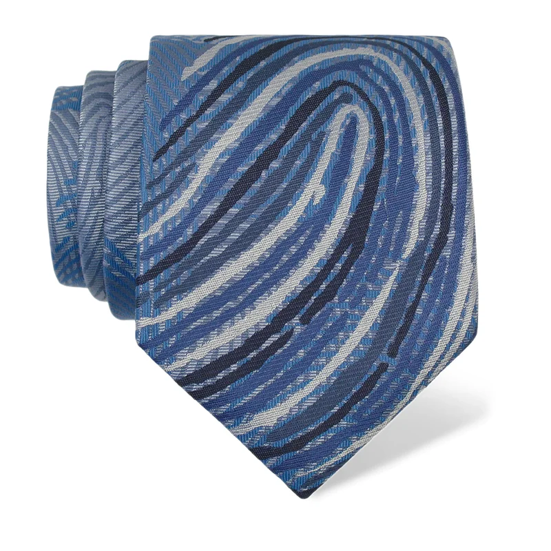 Cravat CROATA Dubrovnik Thematic  Fingerprints by Ivan Vučetić Light blue  Silk 100%  