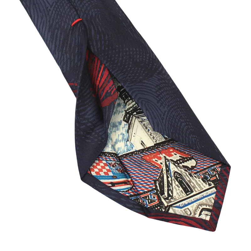 Cravat CROATA Dubrovnik Thematic  Fingerprints by Ivan Vučetić Dark blue  Silk 100%  