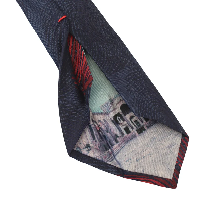 Cravat CROATA Dubrovnik Thematic  Fingerprints by Ivan Vučetić Dark blue  Silk 100%  