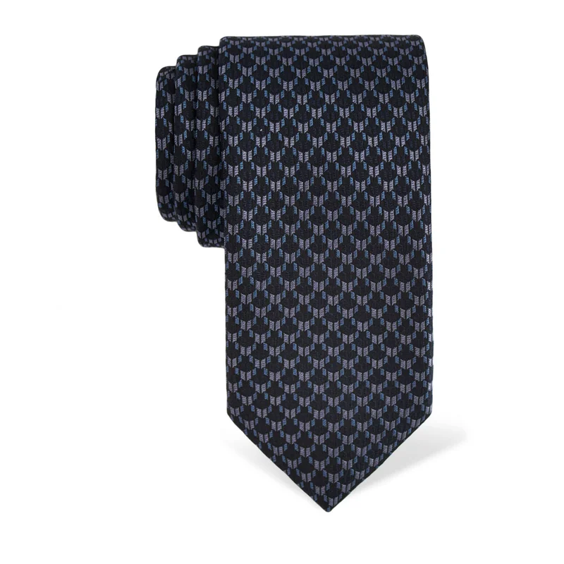 Cravat CROATA Classic  Small shapes Dark blue  Silk 100%  