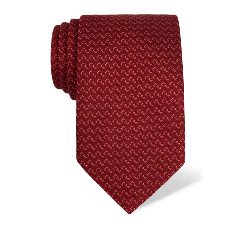 Cravat CROATA Classic  Small shapes Red  Silk 100%  