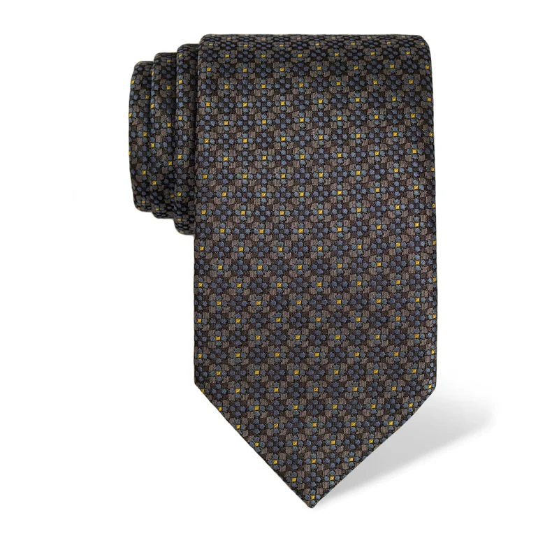 Cravat CROATA Classic  Small shapes Grey  Silk 100%  