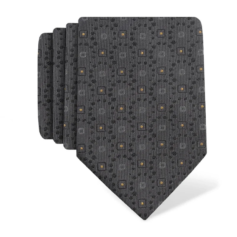 Cravat CROATA Teflon Classic Cravat Teflon Ovals Grey  Silk 100%  