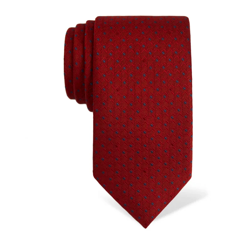 Cravat CROATA Classic  Small shapes Red  Silk 100%  